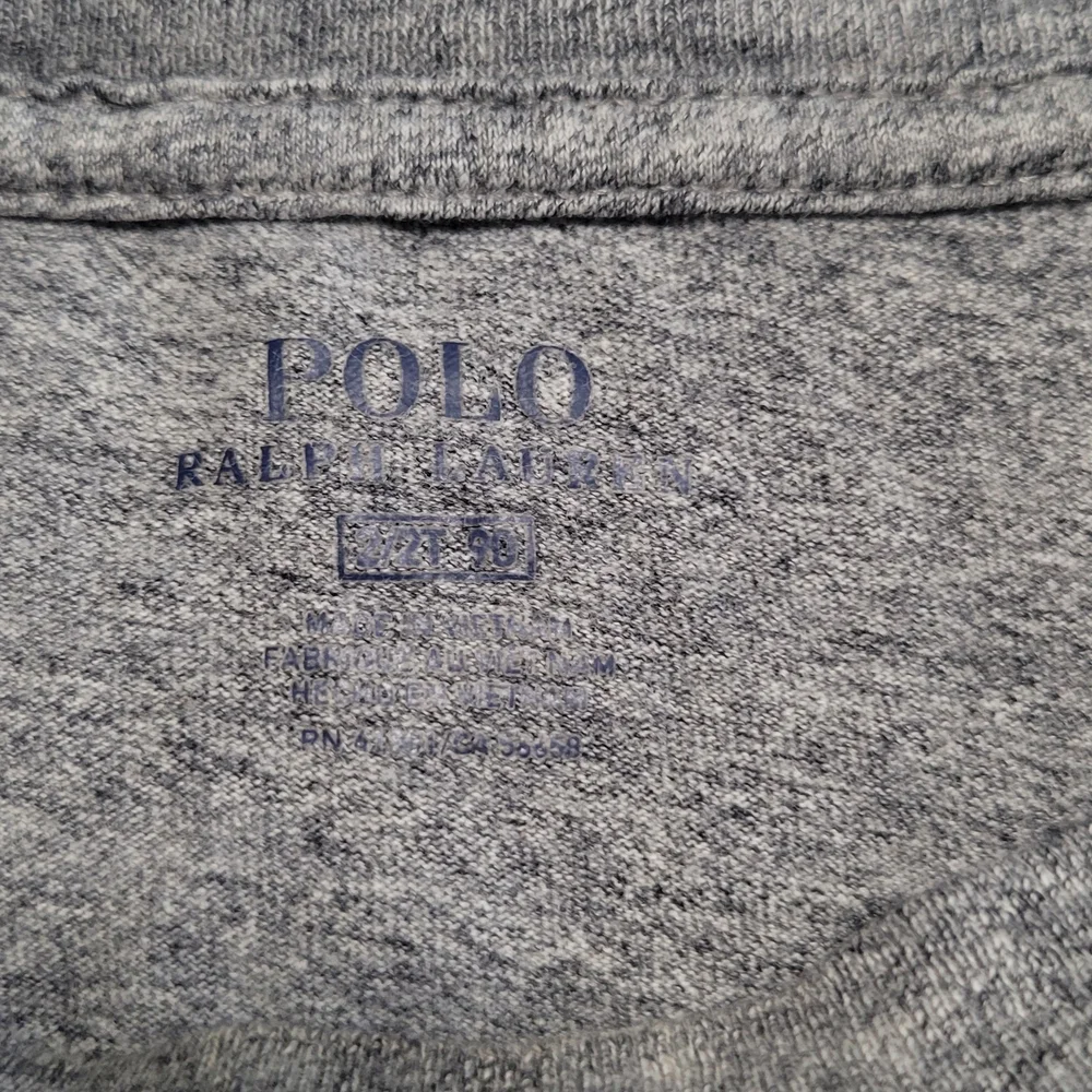 Ralph Lauren Polo Bear Gray Long Sleeve Kids Tee - Picture 4 of 5